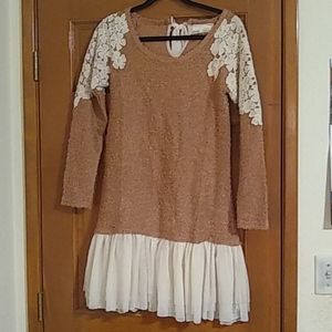 Beautiful Lacy A'reve Sweater Dress in Rose Gold